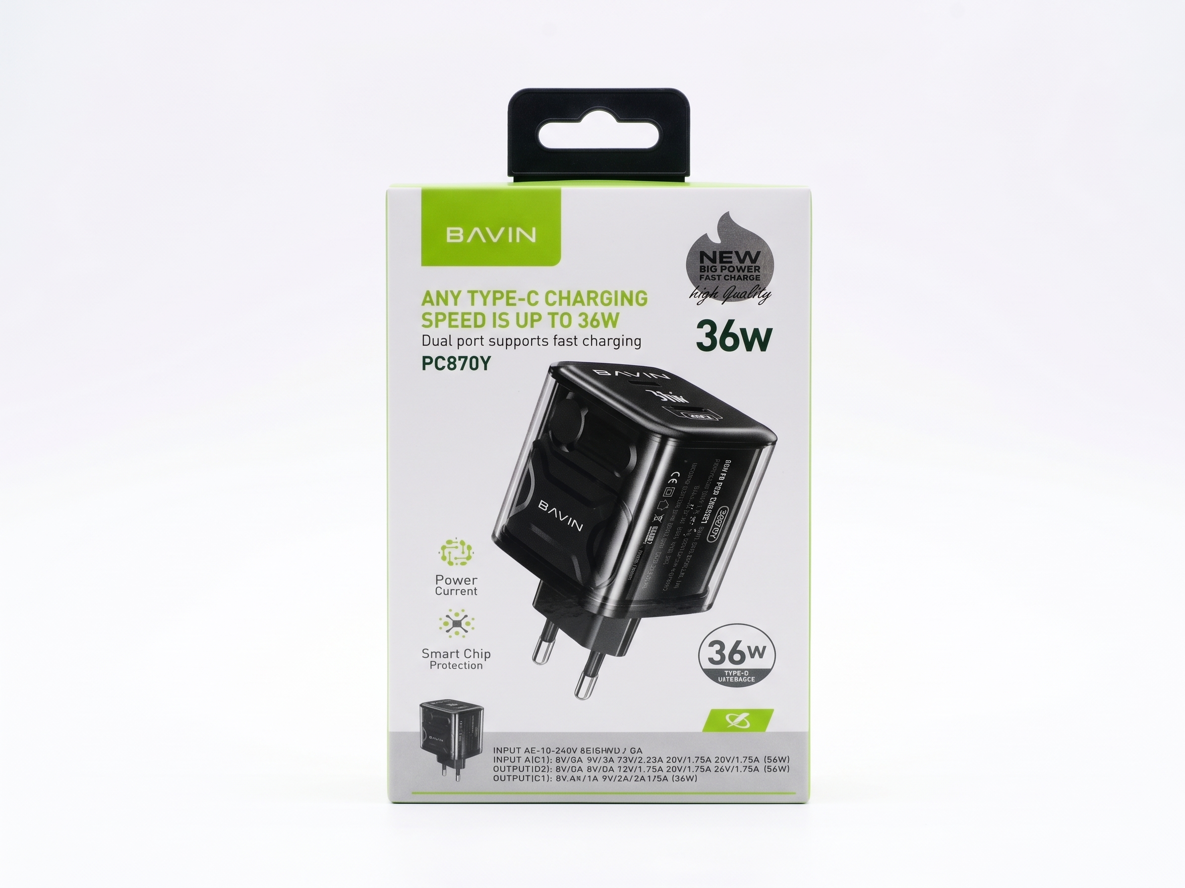 BAVIN PC870Y Dual Port 36W Fast Wall Charger